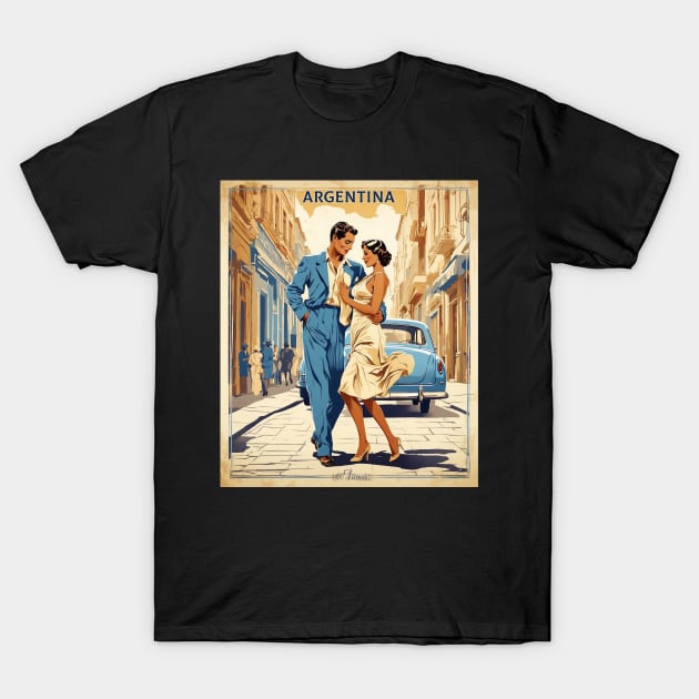 Street Tango Argentina Vintage Tourism Poster T-Shirt by TravelersGems